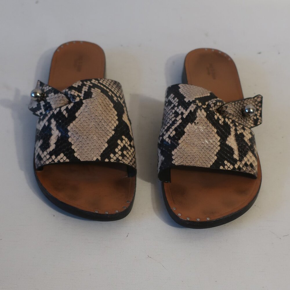 Womens Rag & Bone Black Cream Python Print Arc Fl… - image 3